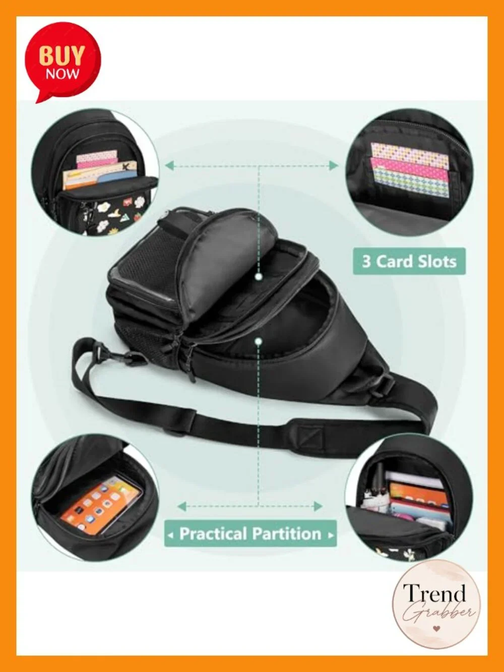 Ita Bag Crossbody Sling Display Pin Bag with Clear Window Chest Pack Backpack